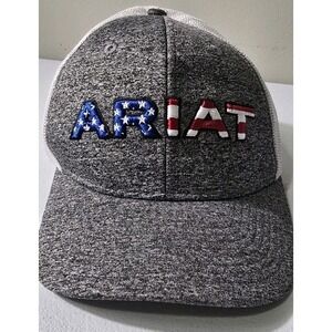 Ariat‎ Mens SnapBack Hat Mesh Back Embroidered USA Flag Logo